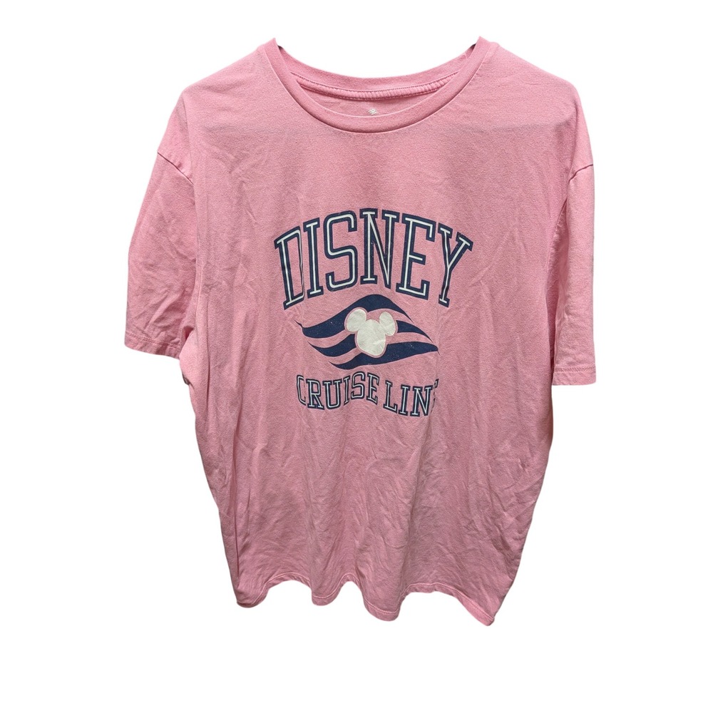 Disney Cruise Line Pink Graphic T-Shirt Mens XL Mickey Mouse Nautical Logo Tee